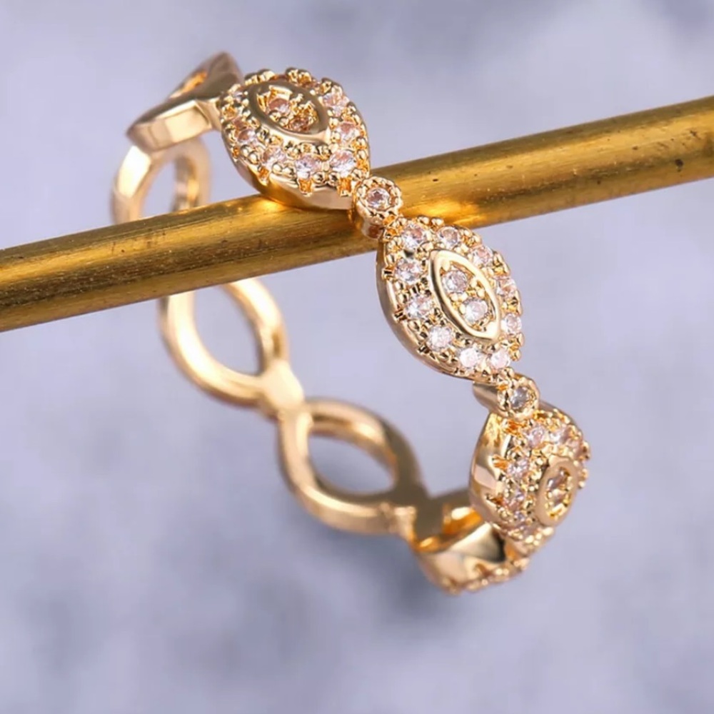 18K Yellow GOLD plated Cubic Zircon Ring Size 6, 7